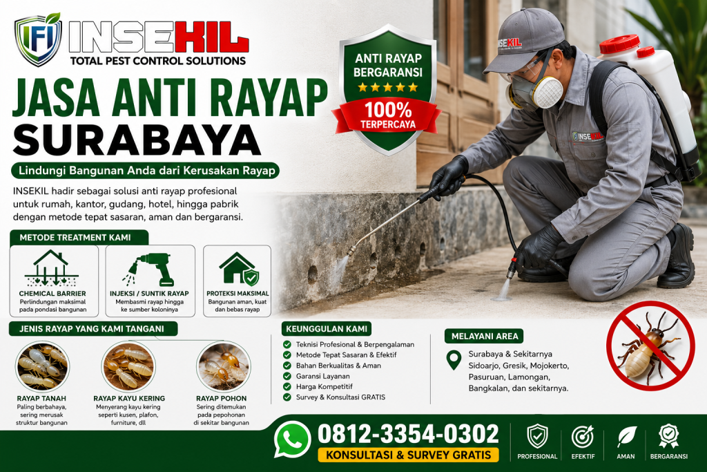 Jasa Anti Rayap Surabaya Profesional oleh INSEKIL