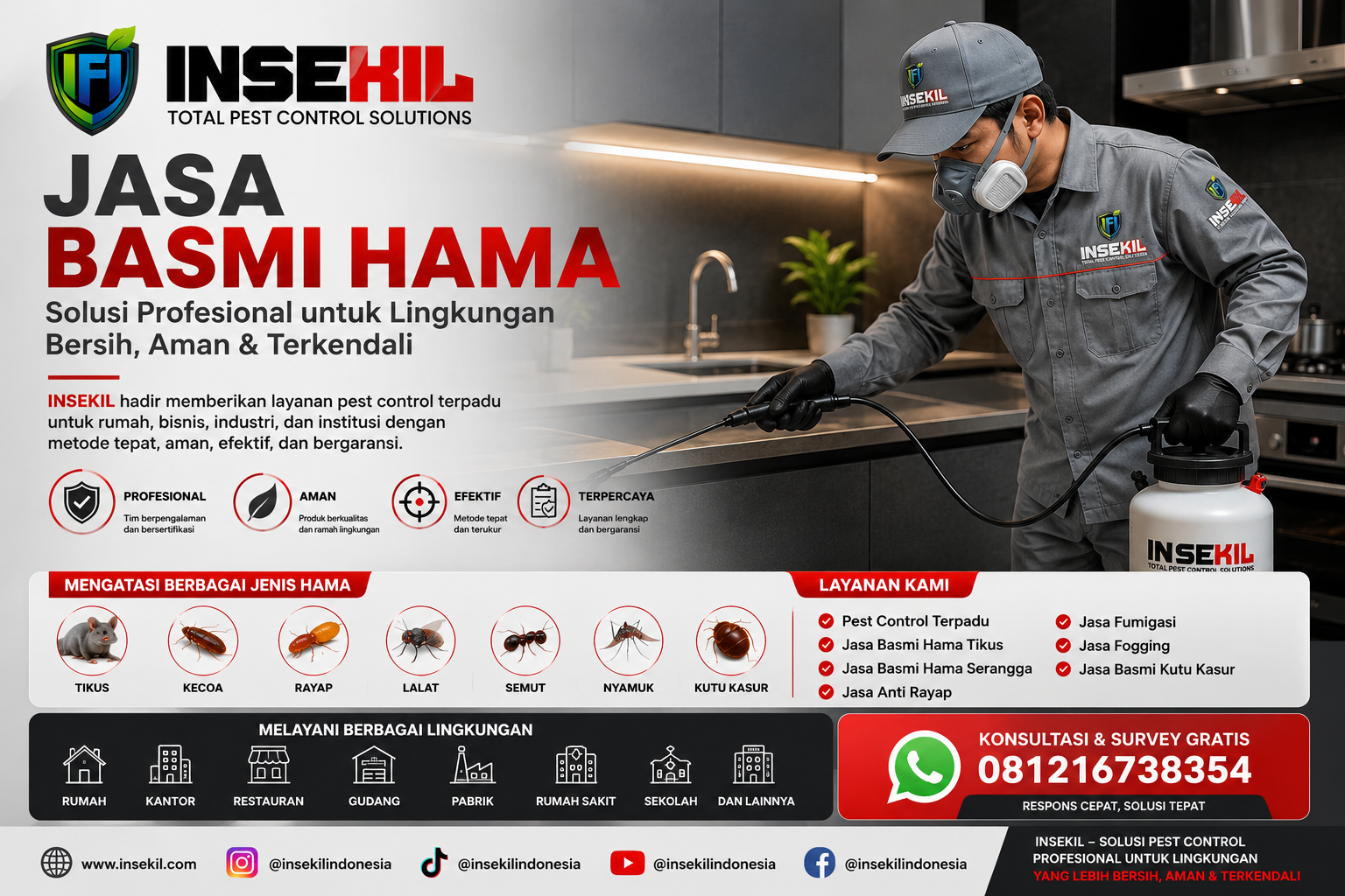 Jasa Basmi Hama Profesional untuk Rumah, Bisnis, Industri, dan Institusi
